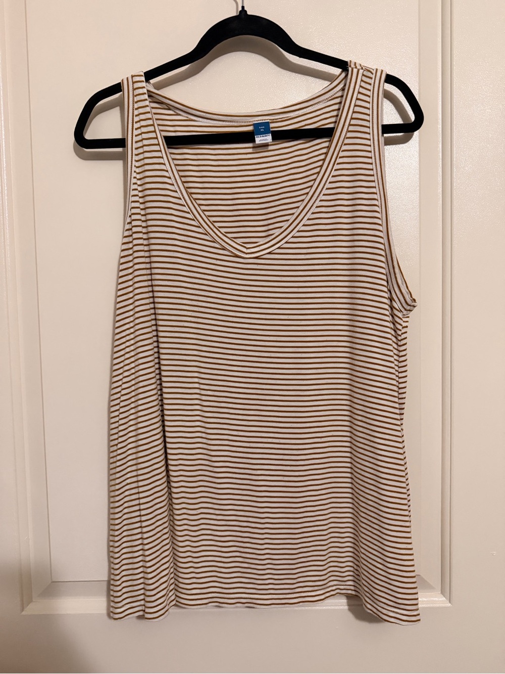 Old Navy Striped V-Neck Tank - Beige and White